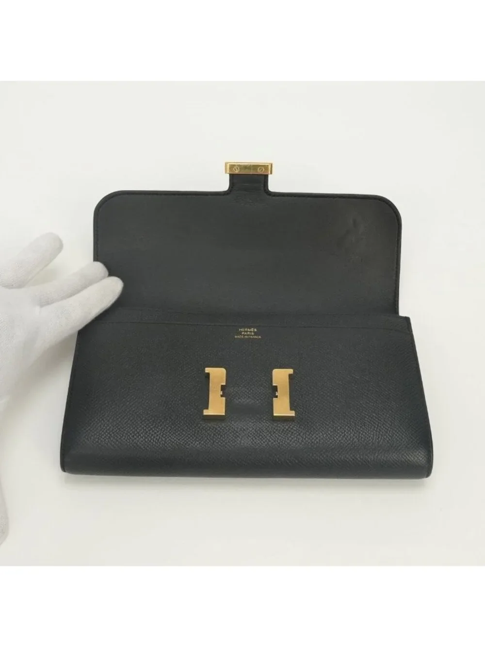 Hermes Constance Wallet Epsom Noir Black Gold Veau